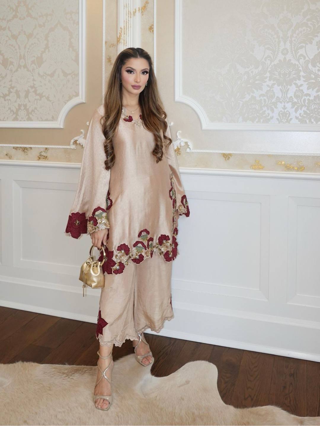 Elegant Blossom Silk Ensemble for Every Occasion | Sharara Set For Women