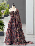 Wedding Wear Black Color Fully Stitched Lehenga Set With Corset Blouse