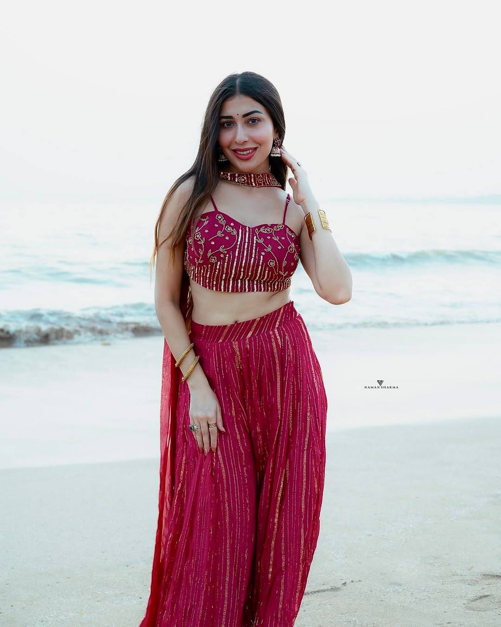 Party Wear Pink Color Faux Georgette Sequence Work Lehenga Choli