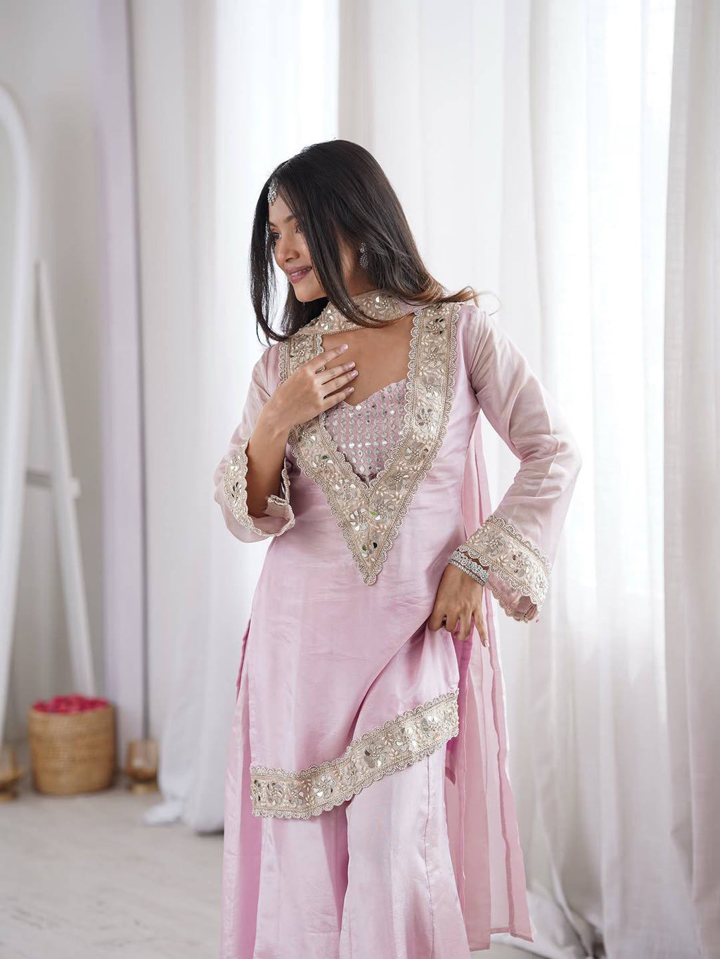 Elegant Pink Ethnic Ensemble | Sharara Set For Women