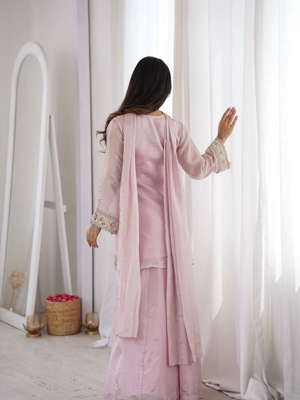 Elegant Pink Ethnic Ensemble | Sharara Set For Women