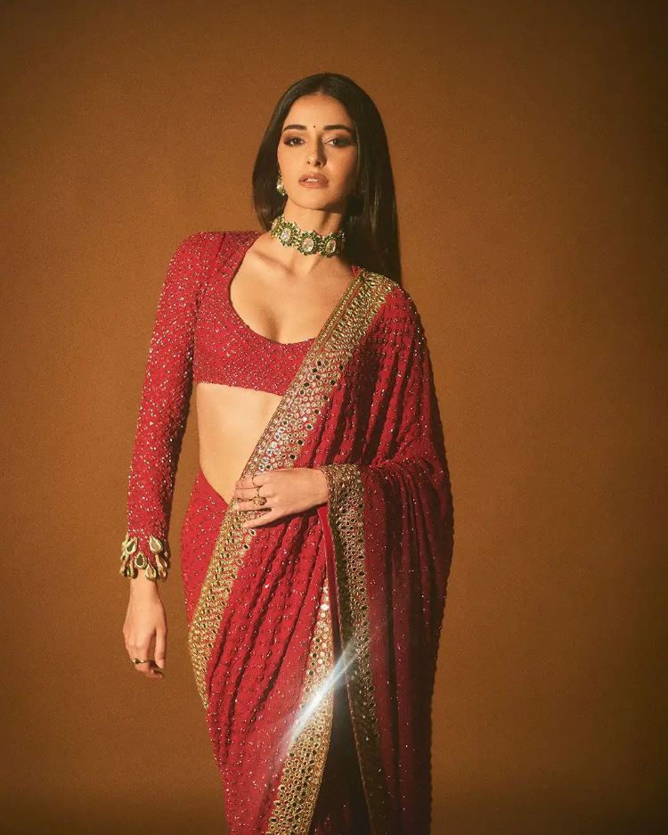 Hot Red Mirror Work Saree For Women | Saree For Wedding | Saree For Women Party Wear