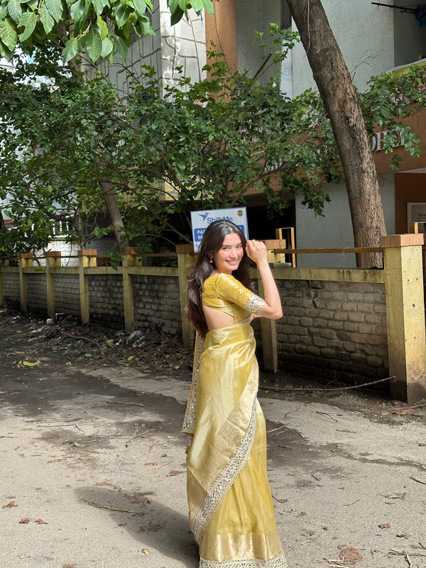 Party Wear Mirror Work Tissue Silk Saree For Women | Mirror Work Saree | Party Wear Saree For Women