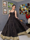 Classic Black Anarkali Gown with Heavy Embroidered Golden Border With Dupatta | Anarkali Suit For Women