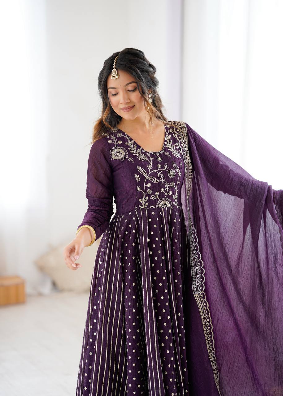 Designer Purple Festive Wear Anarkali Suit Set For Occasion | Anarkali Suit For Women