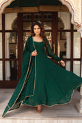 Elegant Green Heavy Fox Georgette  Anarkali Suit For Women