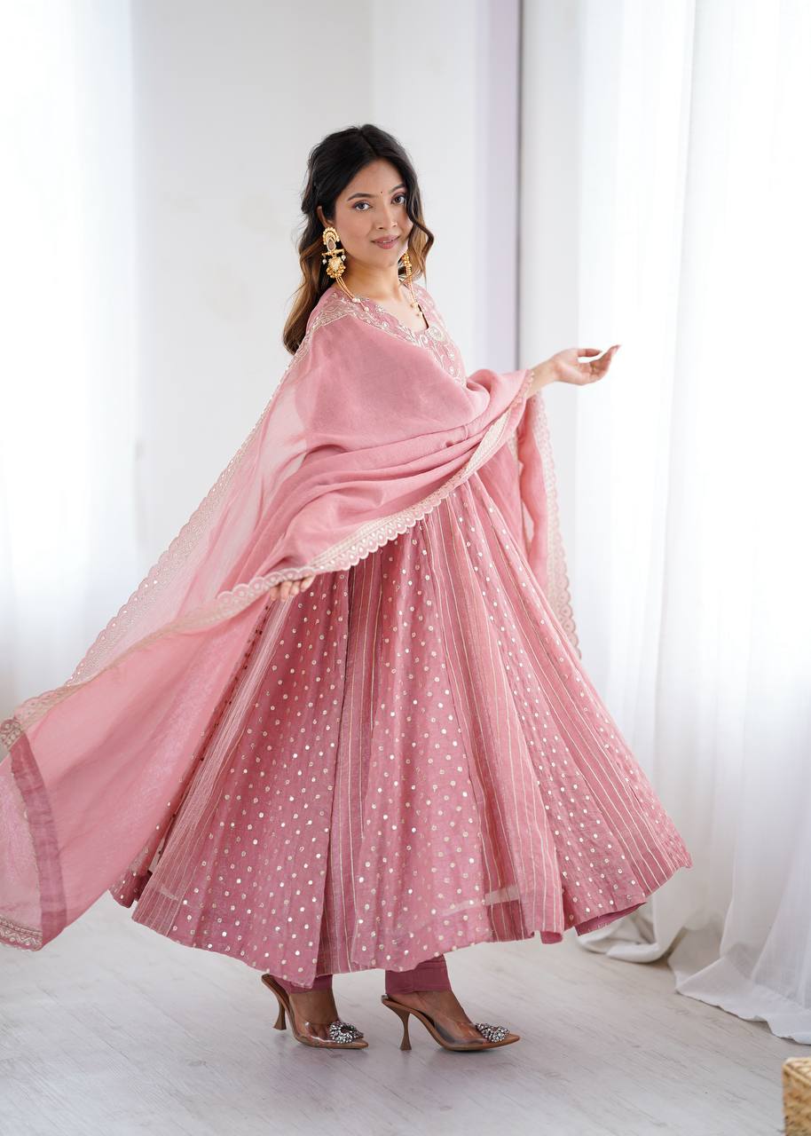 Elegant Dusty Pink Festive Suit for Party & Wedding | Anarkali Suit For Women