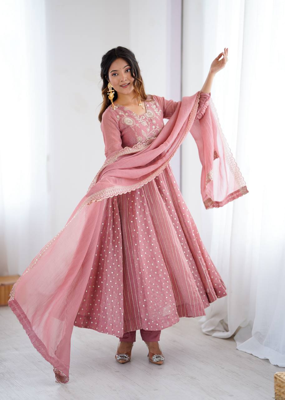 Elegant Dusty Pink Festive Suit for Party & Wedding | Anarkali Suit For Women