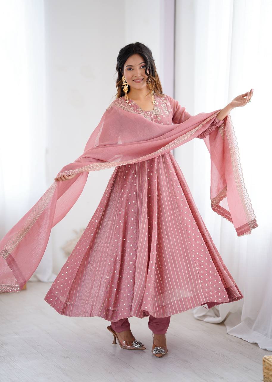 Elegant Dusty Pink Festive Suit for Party & Wedding | Anarkali Suit For Women