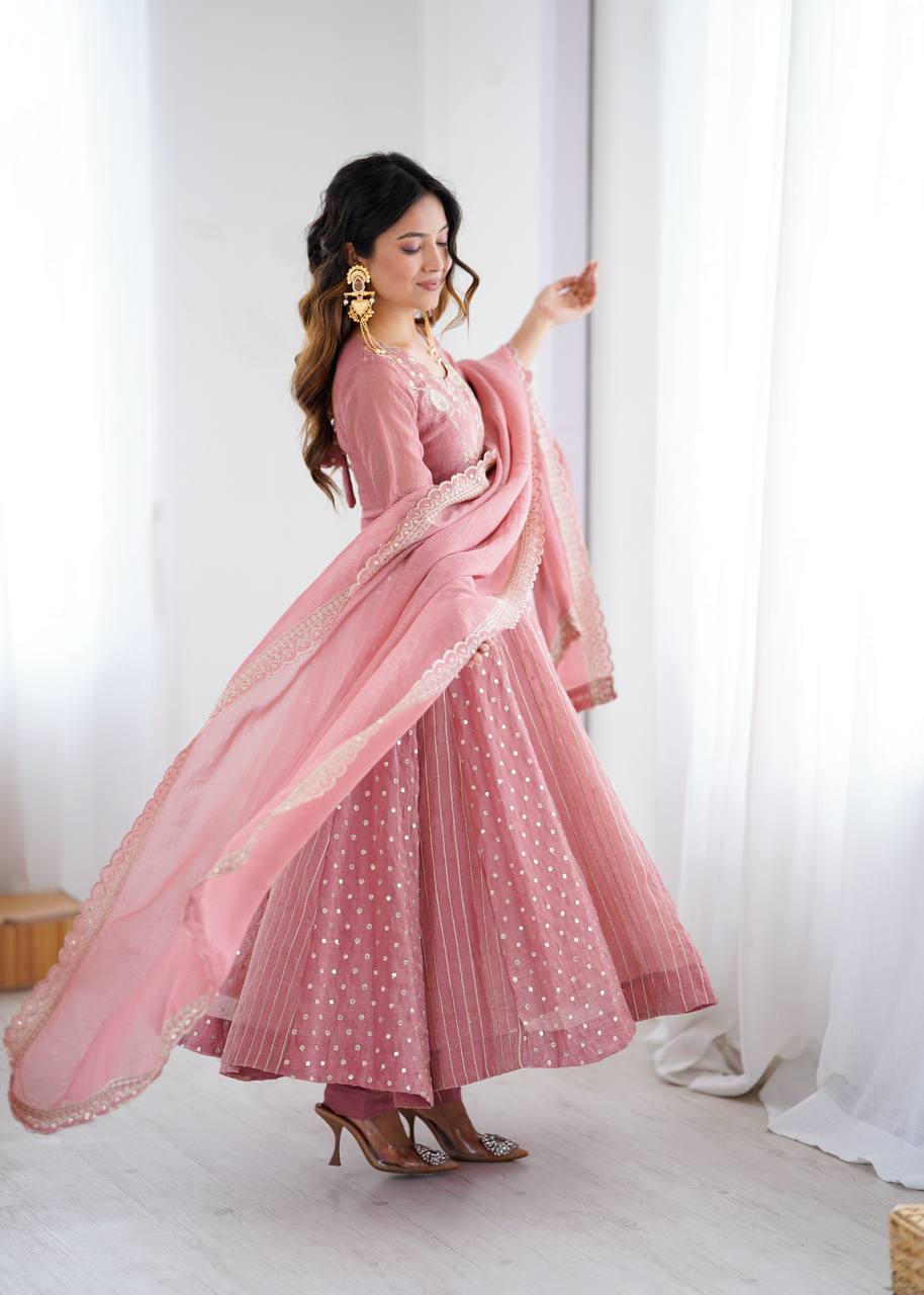Elegant Dusty Pink Festive Suit for Party & Wedding | Anarkali Suit For Women
