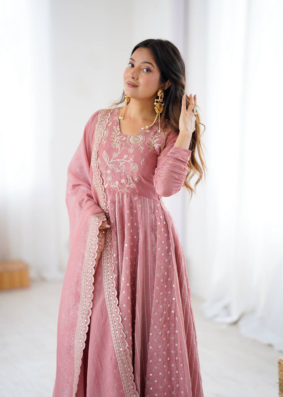Elegant Dusty Pink Festive Suit for Party & Wedding | Anarkali Suit For Women