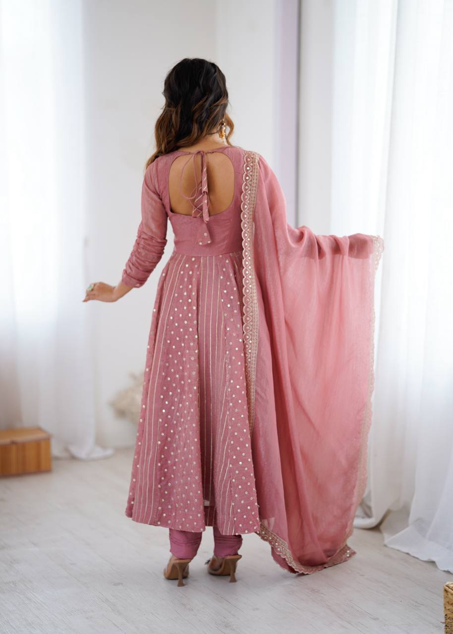 Elegant Dusty Pink Festive Suit for Party & Wedding | Anarkali Suit For Women
