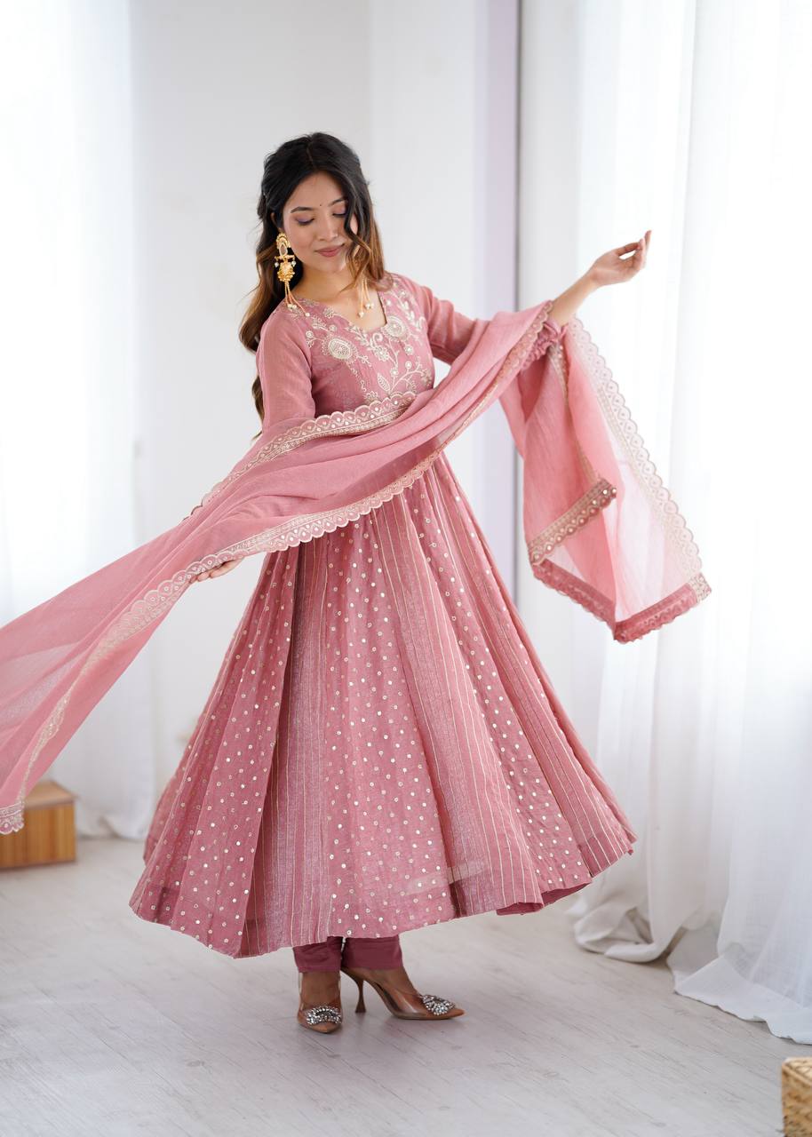 Elegant Dusty Pink Festive Suit for Party & Wedding | Anarkali Suit For Women