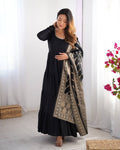 Festive Wear Black Color Anarkali Gown For Women