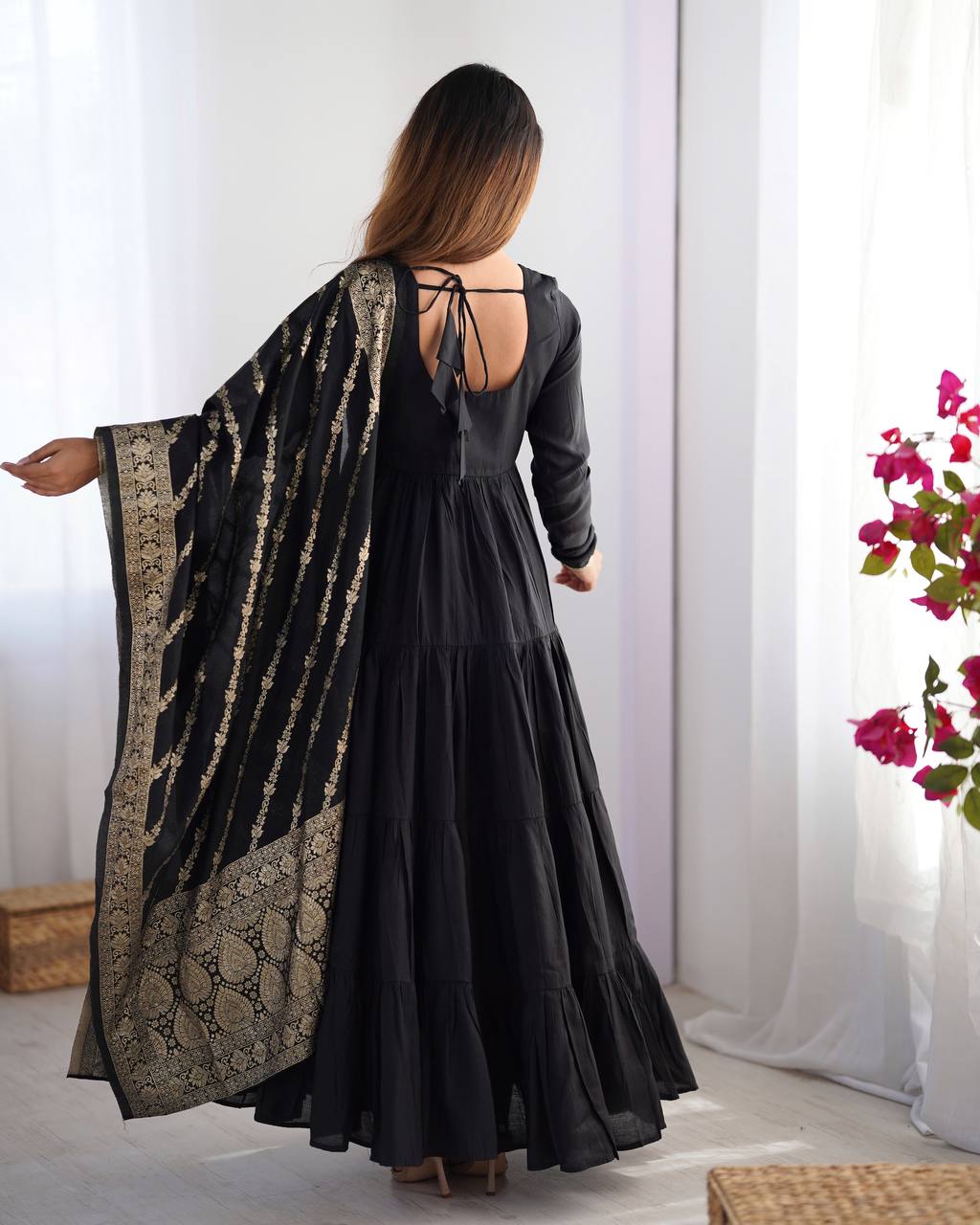 Festive Wear Black Color Anarkali Gown For Women
