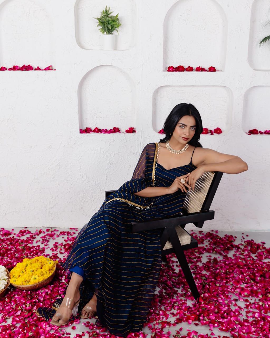 Flattering Georgette Navy Blue Color Anarkali Gown For Women
