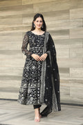 Full Heavy Work Black Color Georgette Anarkali Gown For Women