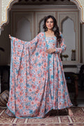 Gatika Digital Flower Printed Anarkali Suit with Dupatta For Function |  Anarkali Suit For Women
