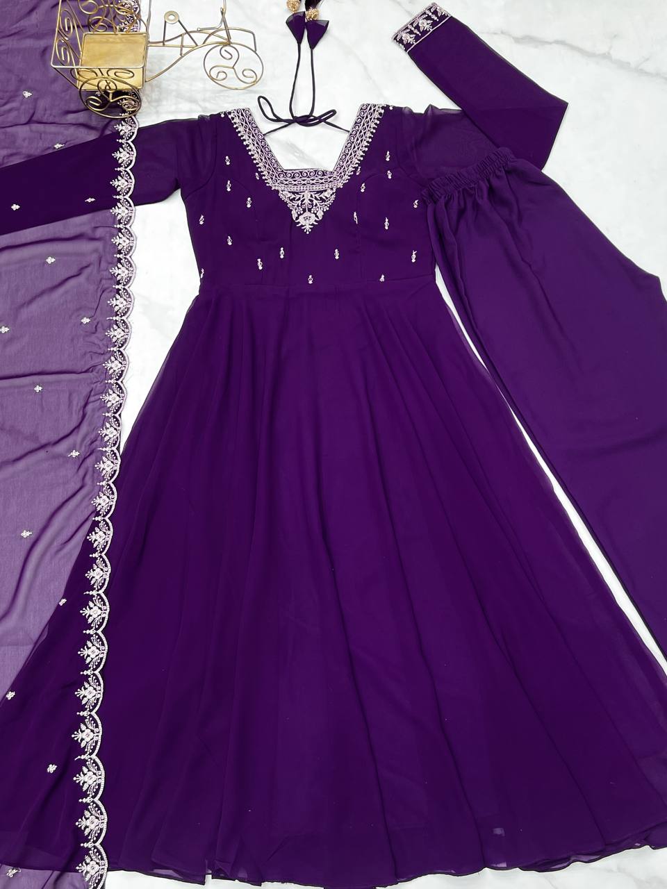 Graceful Purple Color Anarkali Gown For Women