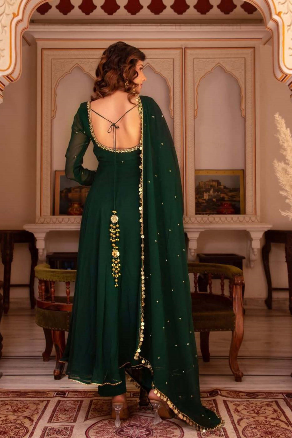 Green Color Georgette Anarkali Suit For Women