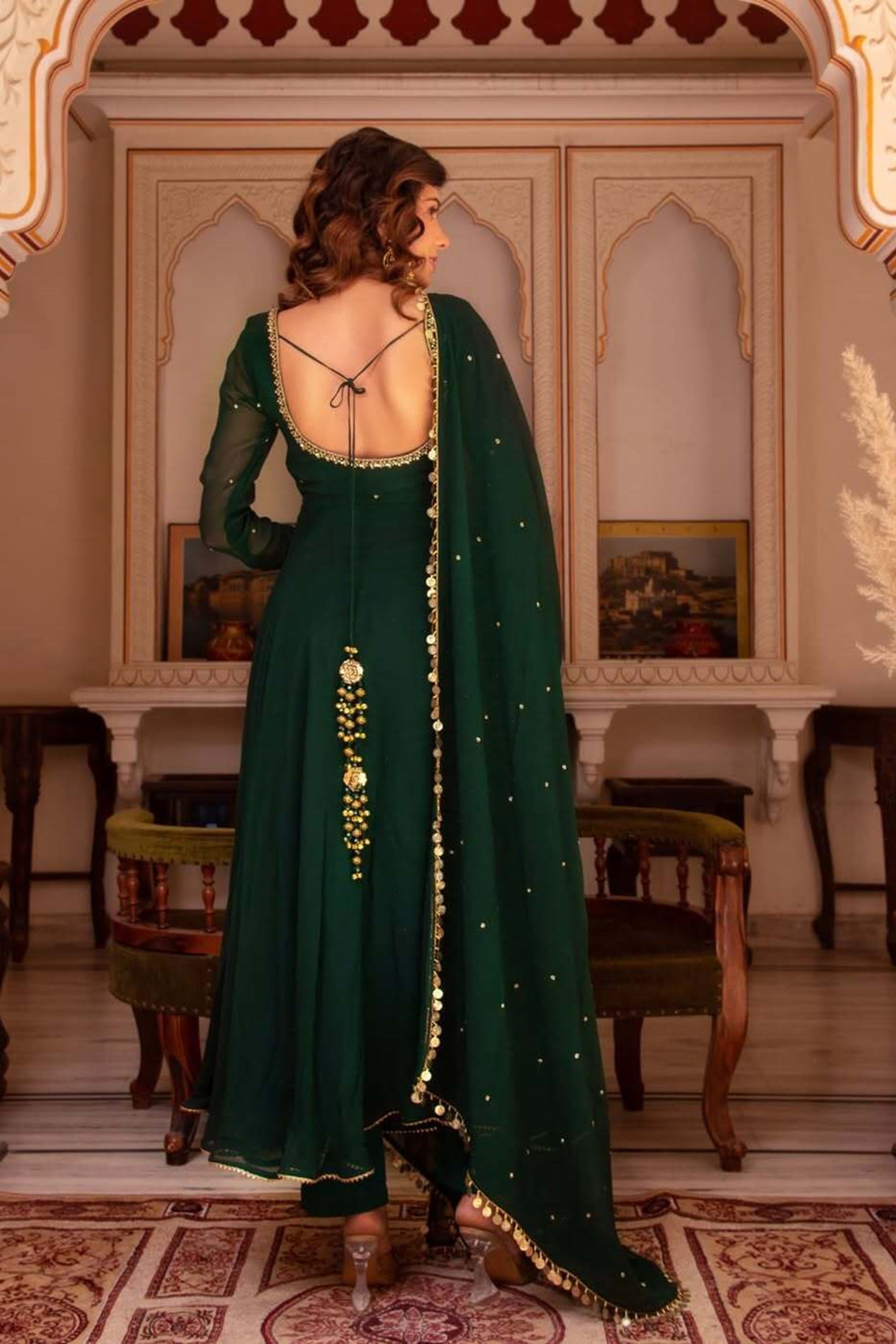 Green Color Georgette Anarkali Suit For Women