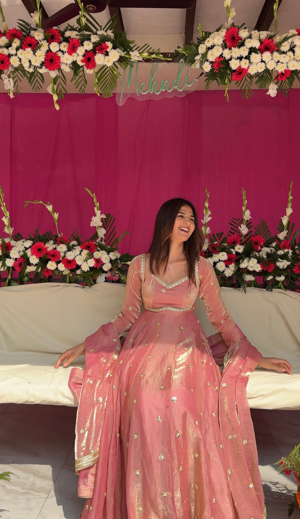 Glamorous Pink Ethnic Embroidered Anarkali Suit for Women