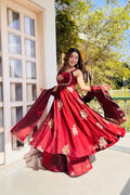 Fendy Silk Gown Sharara Set Embroidery Party Wear