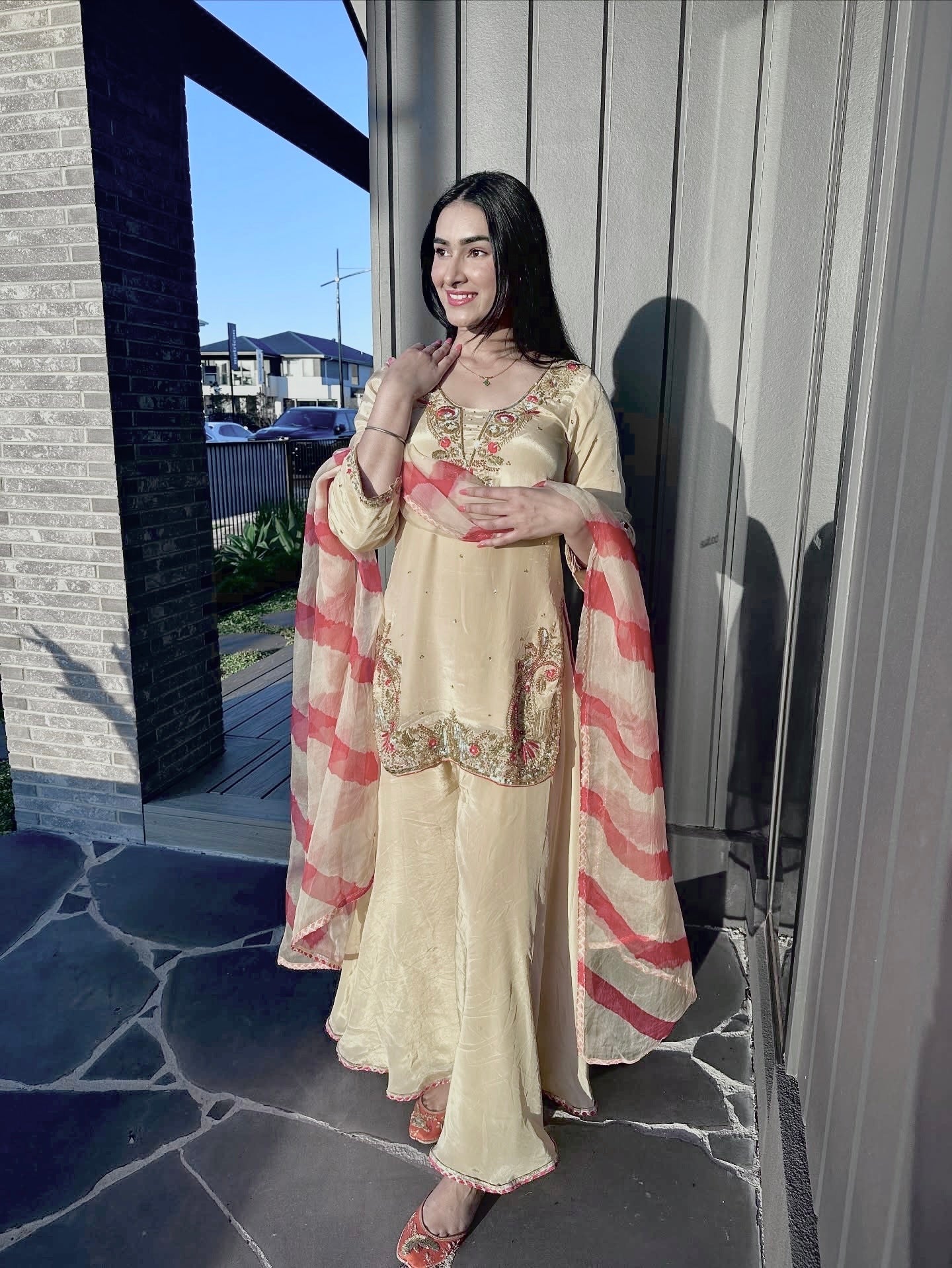 Crepe Silk Plazzo Suit Set Embroidery Party Wear