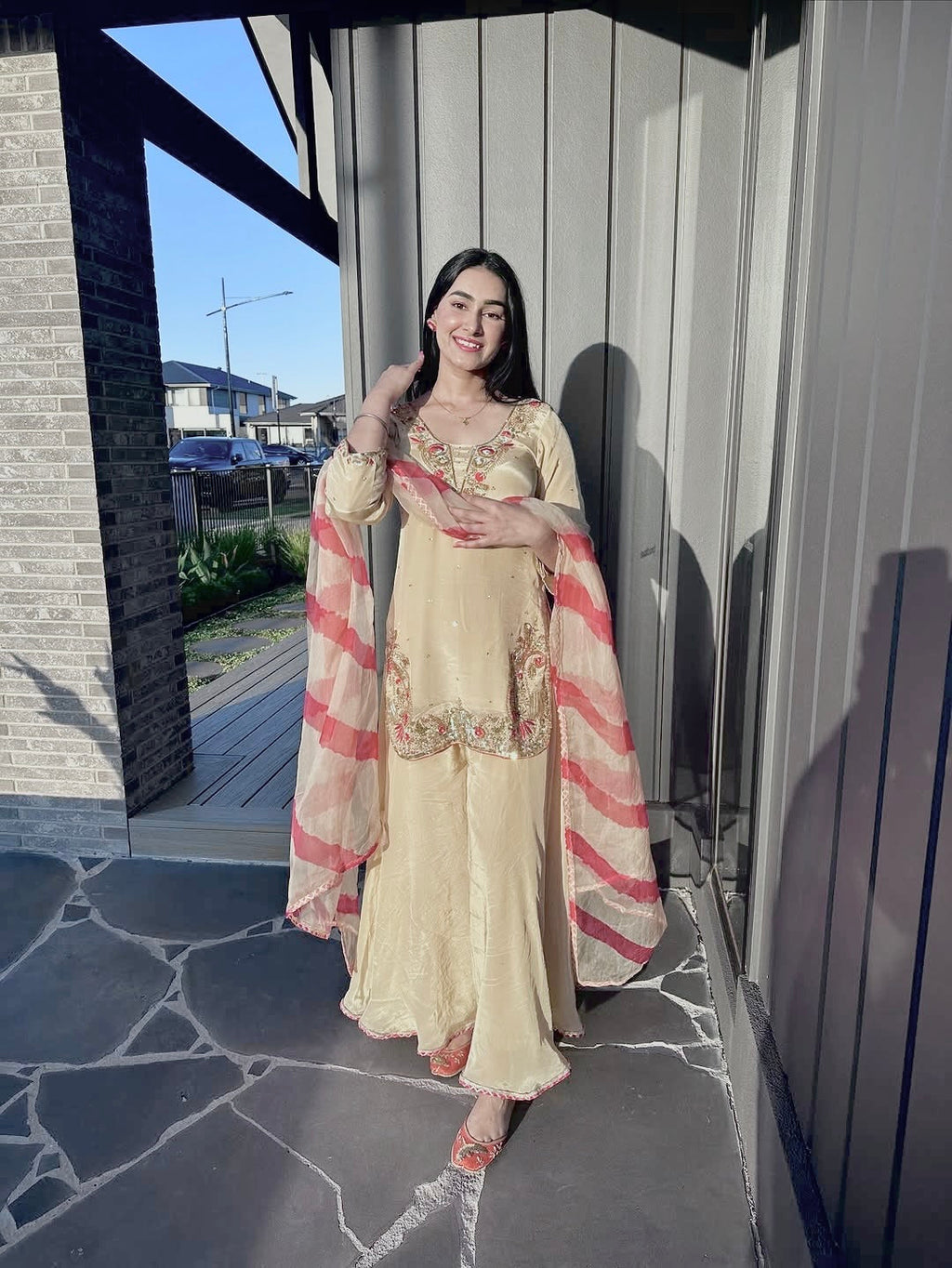 Crepe Silk Plazzo Suit Set Embroidery Party Wear