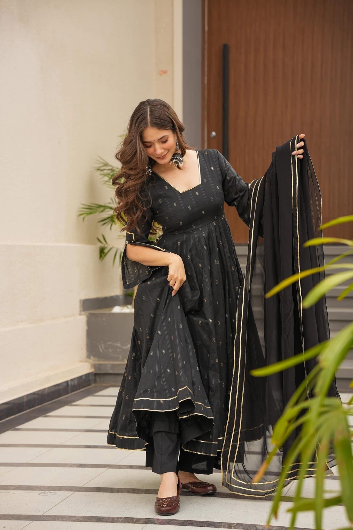 Exclusive Black Color Georgette Sequence Work Anarkali Suit For Women