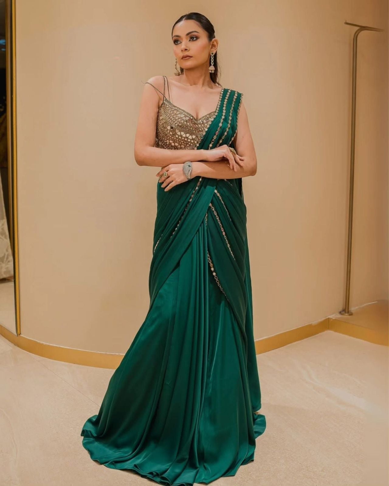 Wedding Wear Pure Georgette Ready To Wear Lehenga Saree For Women | Ready To Wear Saree For Wedding
