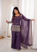 Royal purple elegance with graceful charm | Sharara Set For Women