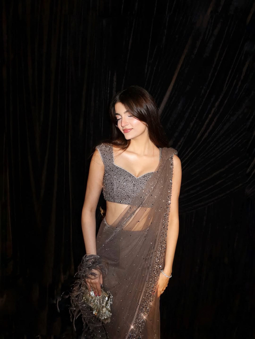 Luxury Party Wear Designer Net Ready To Wear Saree