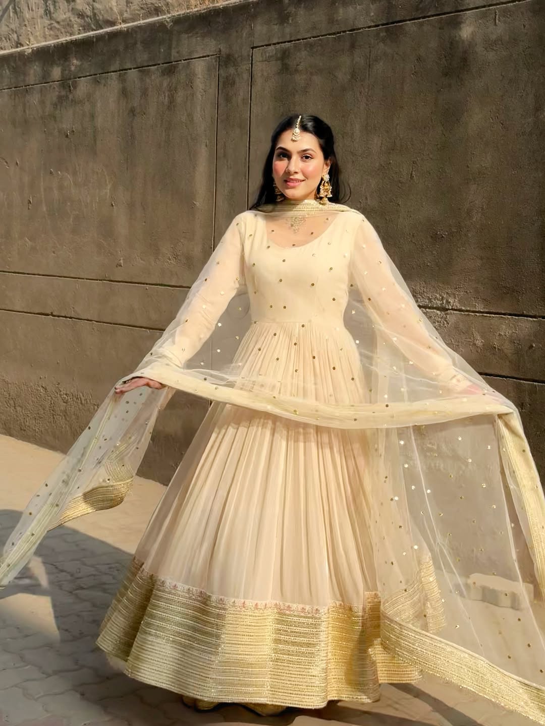 Modern Wedding Wear Ivory Kurta sharara Suit with Sequin & Zari Work.