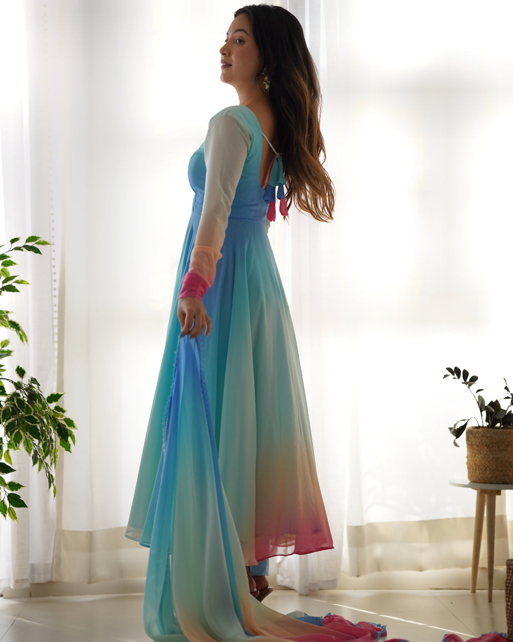 Colorful Dazzling Fox Georgette Anarkali Suit for Weddings & Festivities - Anarkali Dresses
