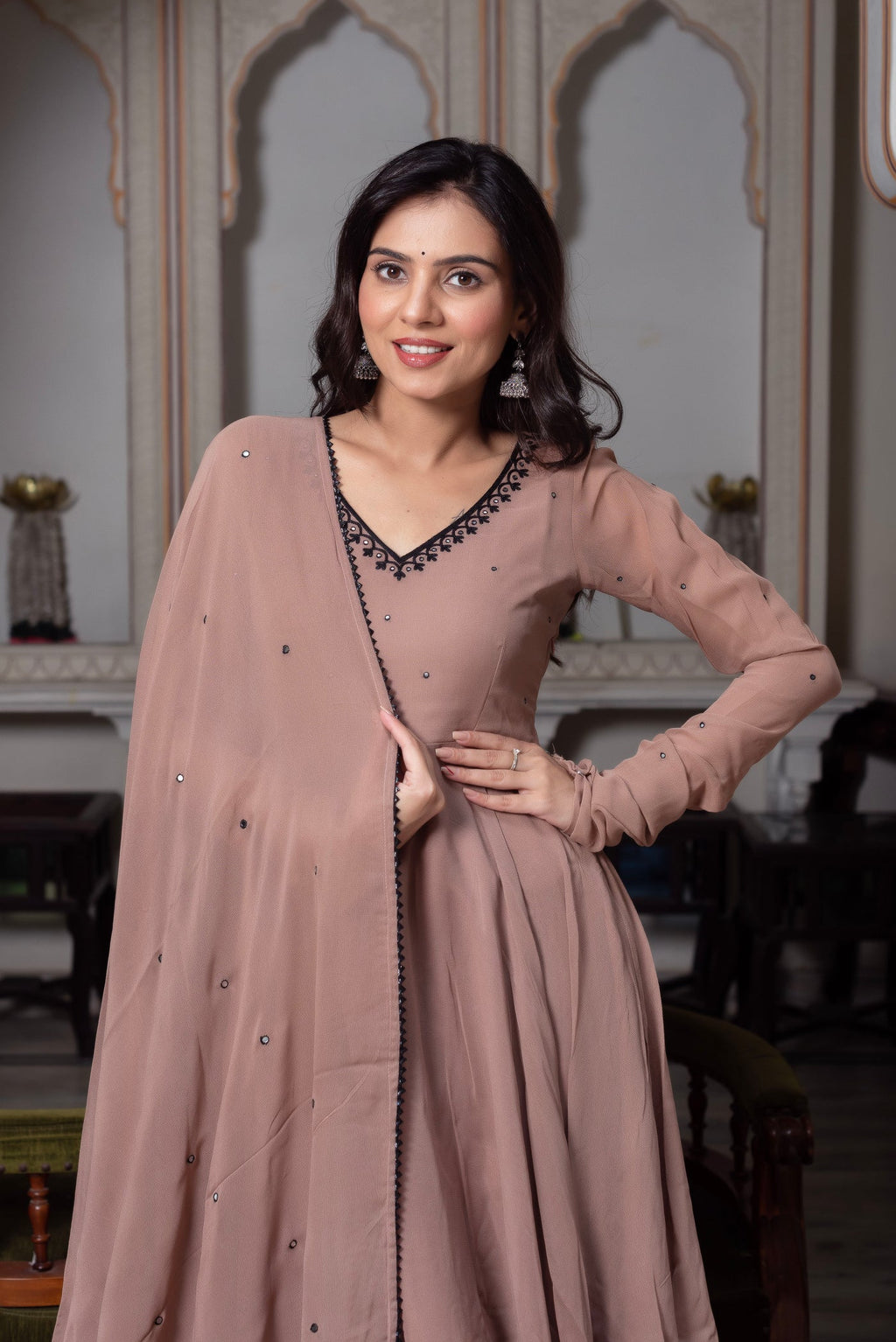 Lavish Embroidery Thread Work Anarkali Suit Set with Dupatta | Anarkali Suit For Women