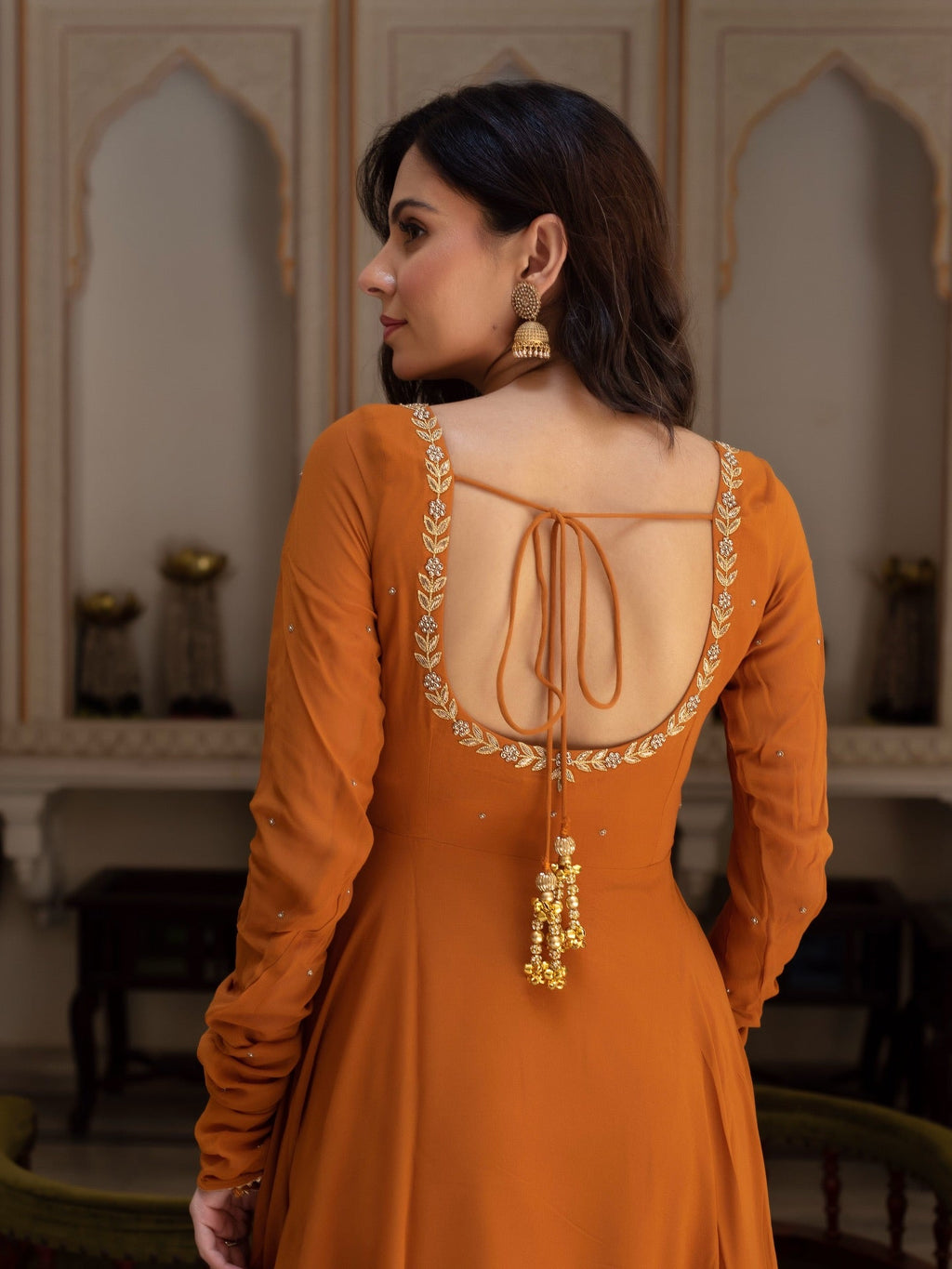 Luminous Embroidered Neck Work Anarkali Suit Set with Dupatta | Anarkali Suit For Women