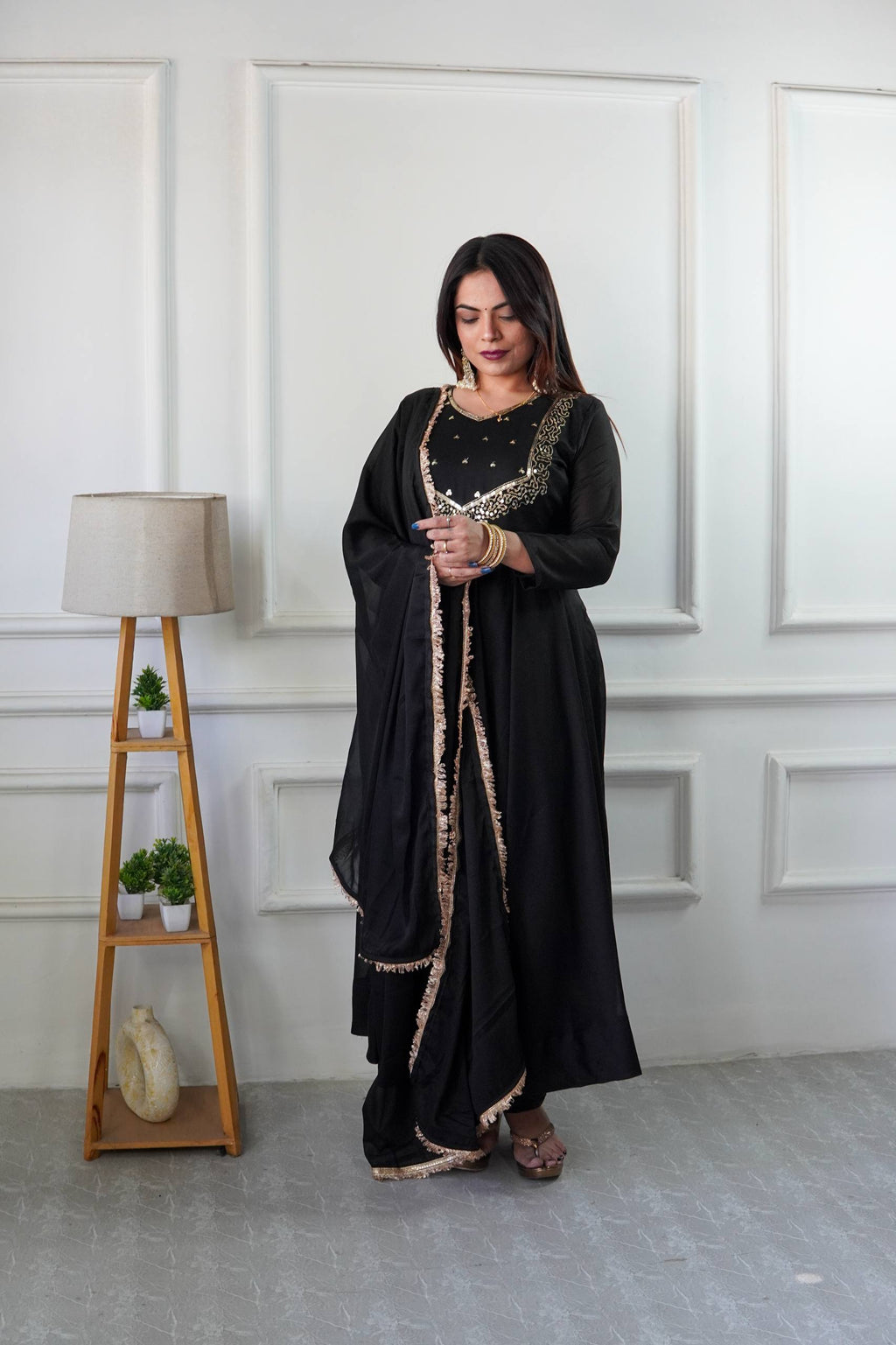 Moonlight Black Color Star Georgette With Embroidery Work Anarkali Gown | Anarkali Suit For Women