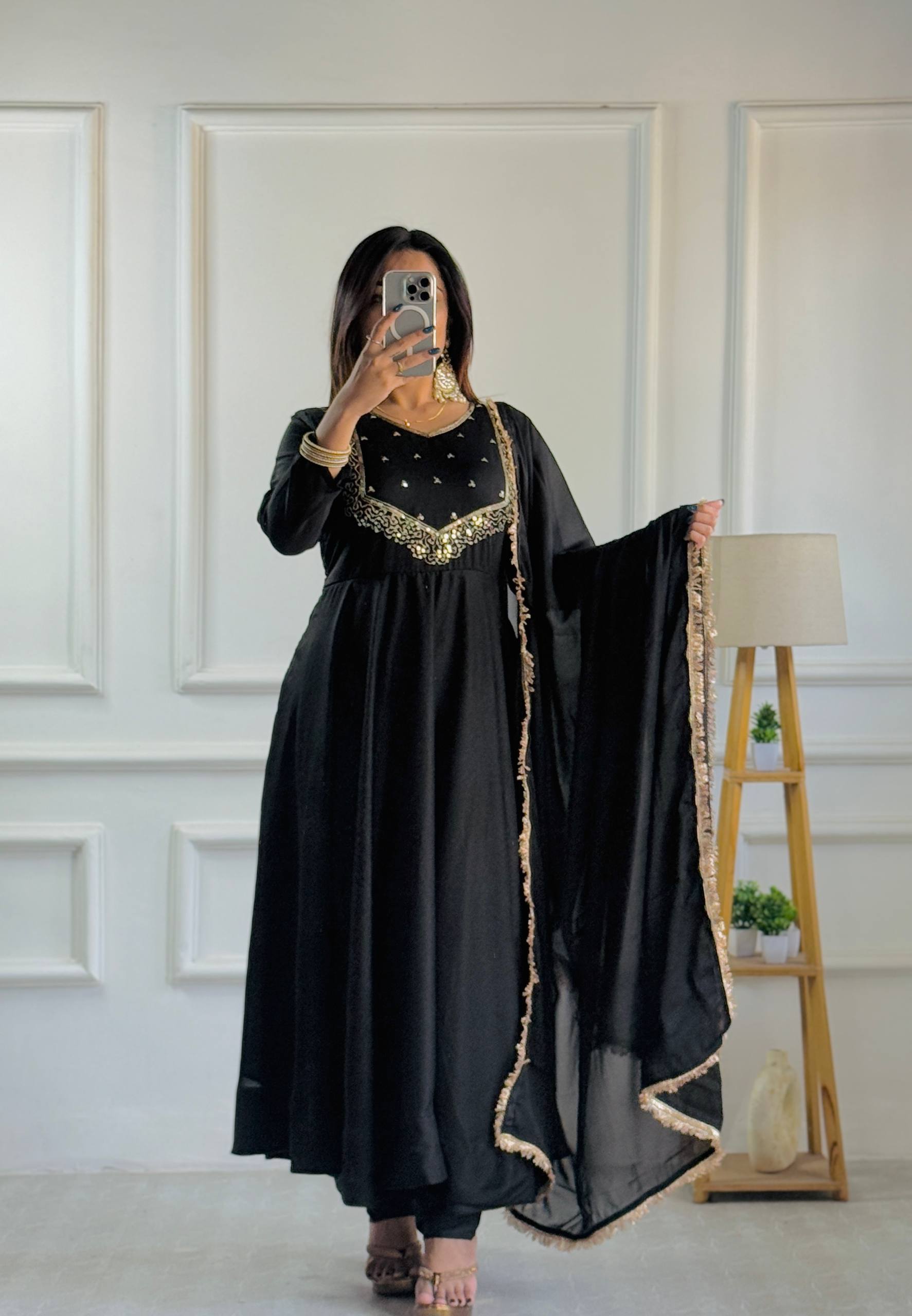 Moonlight Black Color Star Georgette With Embroidery Work Anarkali Gown | Anarkali Suit For Women