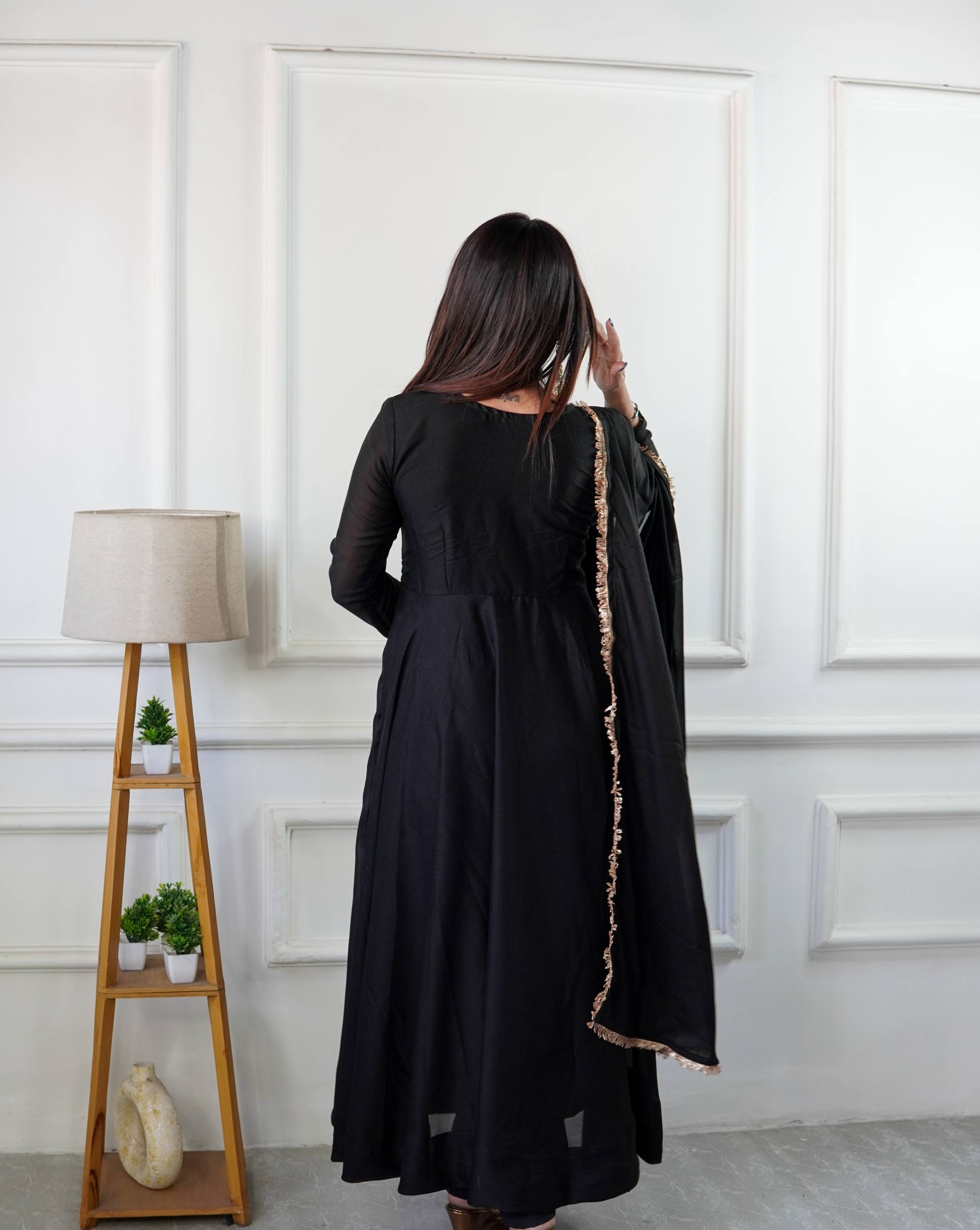 Moonlight Black Color Star Georgette With Embroidery Work Anarkali Gown | Anarkali Suit For Women