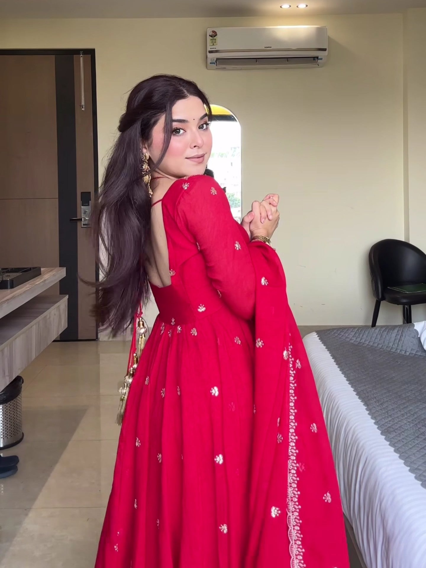 Neha Red Faux Georgette With Sequence Work Anarkali Suit For Women
