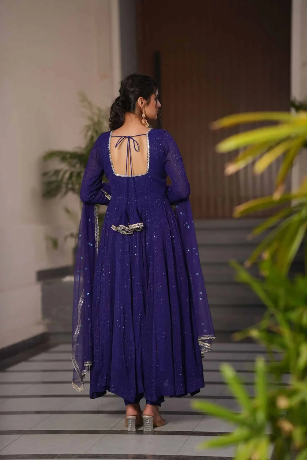 Starfall Blue Wedding Wear Anarkali Suit Set With Net Dupatta | Anarkali Suit For Women
