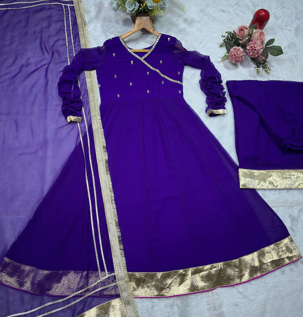 Vista Ethnic Purple Anarkali Suit Set With Dupatta For Wedding | Anarkali Suit For Women