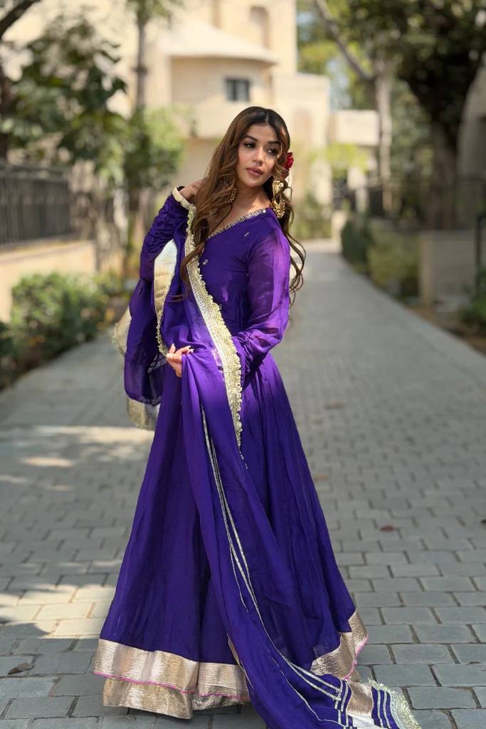 Vista Ethnic Purple Anarkali Suit Set With Dupatta For Wedding | Anarkali Suit For Women