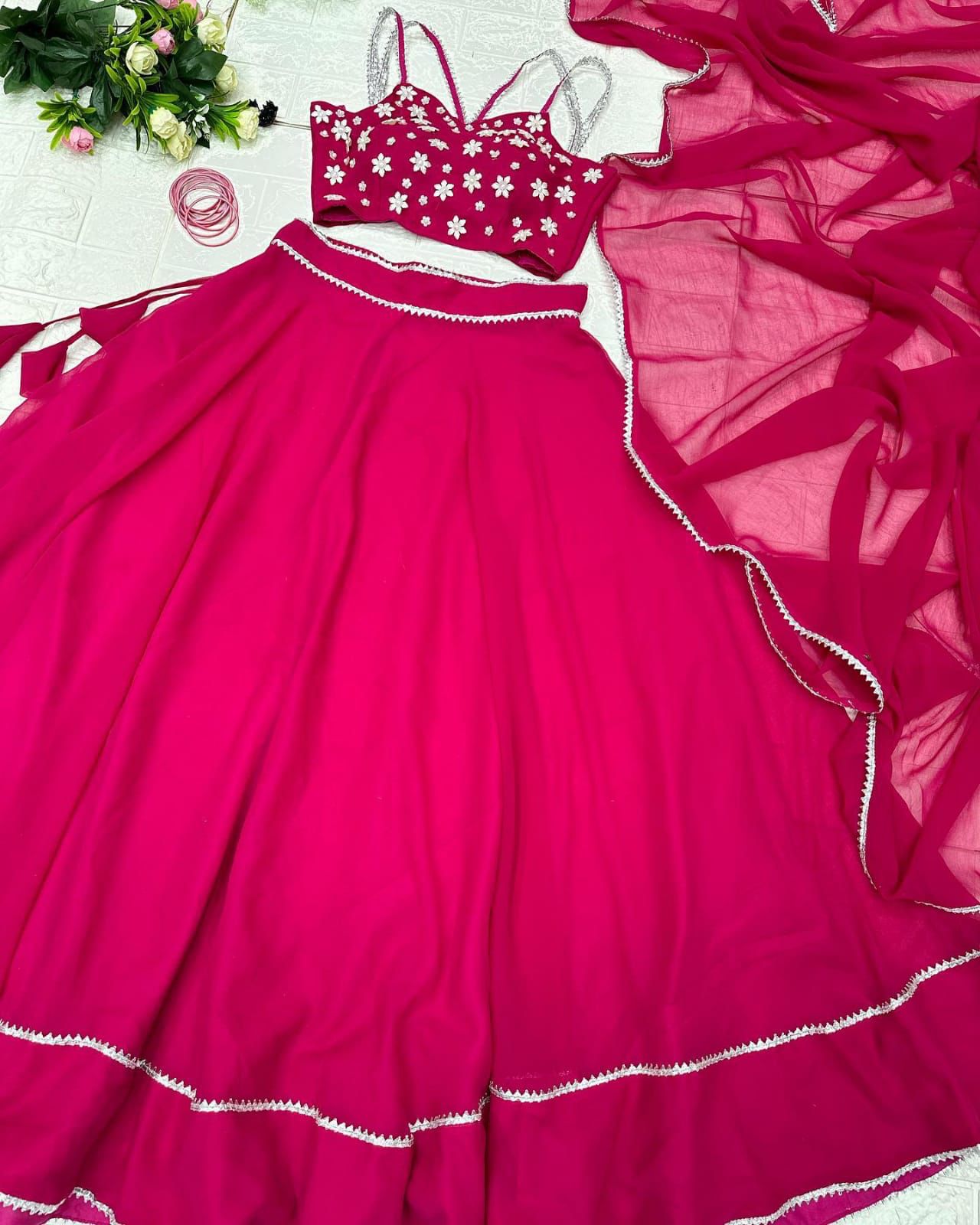 Wedding Wear Superhit Work Pink Color Lehenga Choli