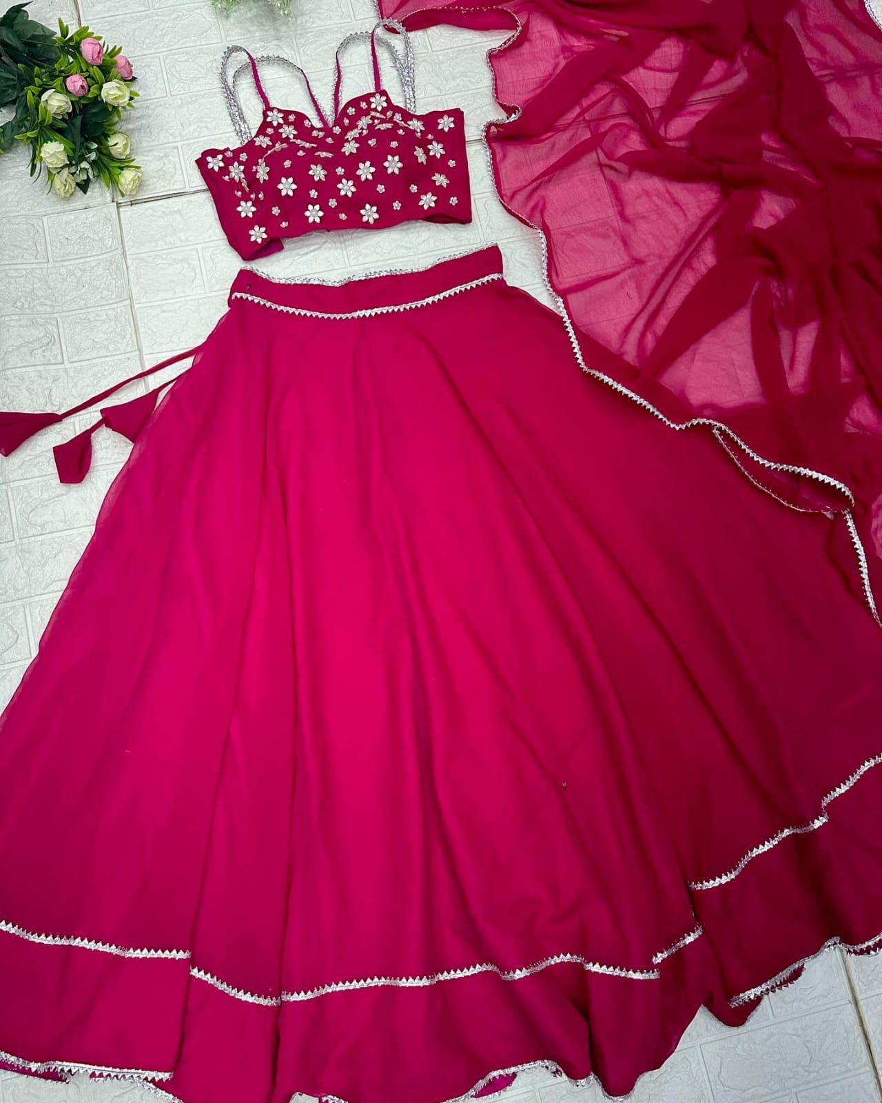 Wedding Wear Superhit Work Pink Color Lehenga Choli