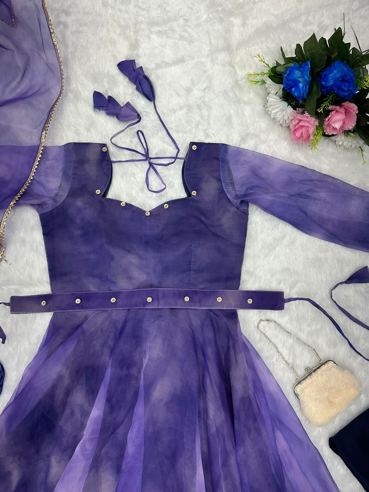 Majestic Organza Silk Purple Color Gown For Women