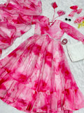 Shibori Print Pink Color Casual Wear Anarkali Suit For Women