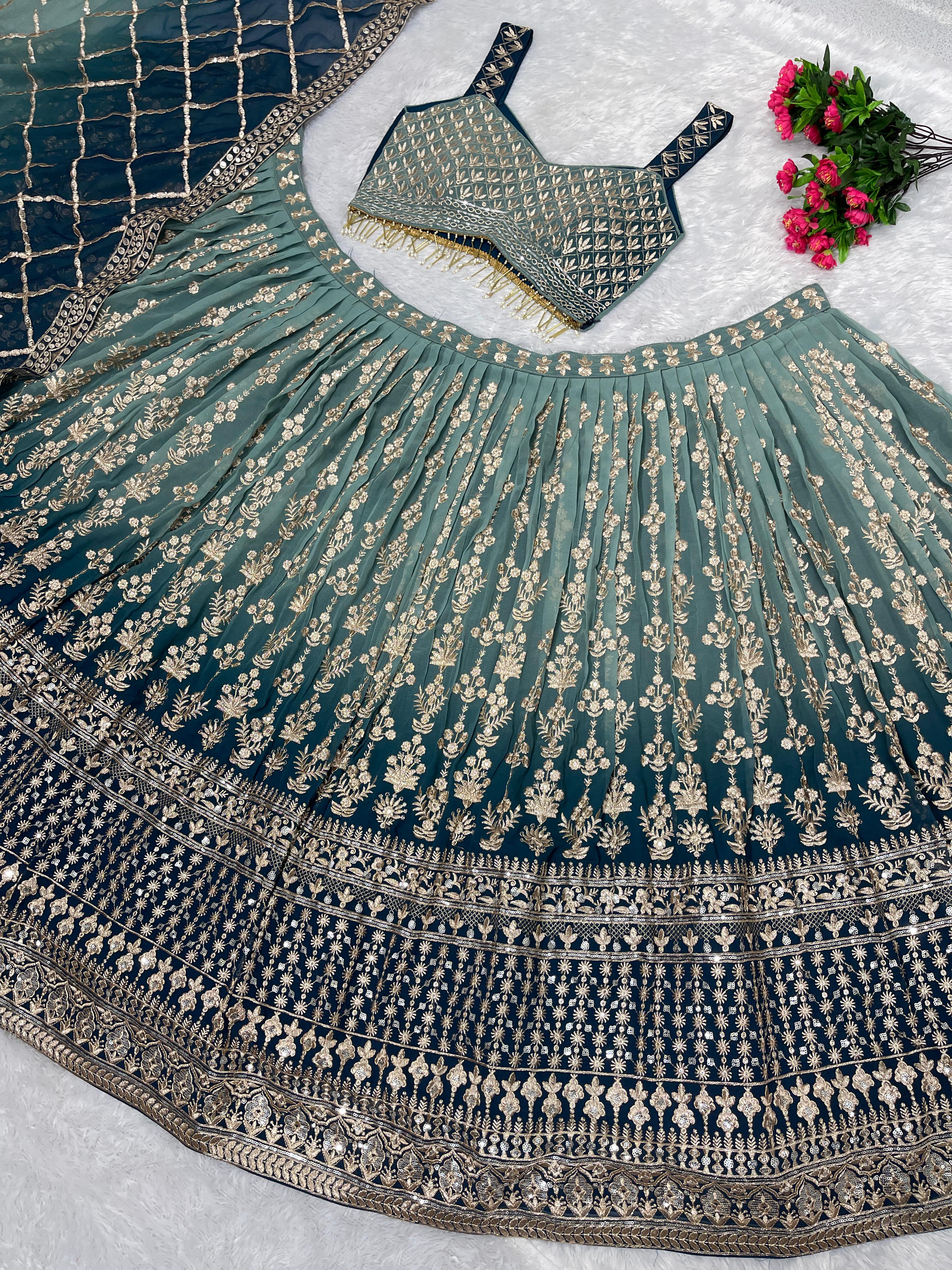Admiring Aqua Green Color Shade Lehenga Choli