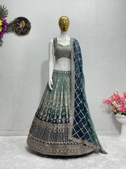 Admiring Aqua Green Color Shade Lehenga Choli